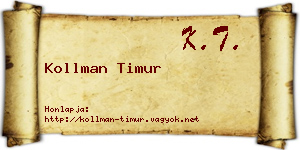 Kollman Timur névjegykártya